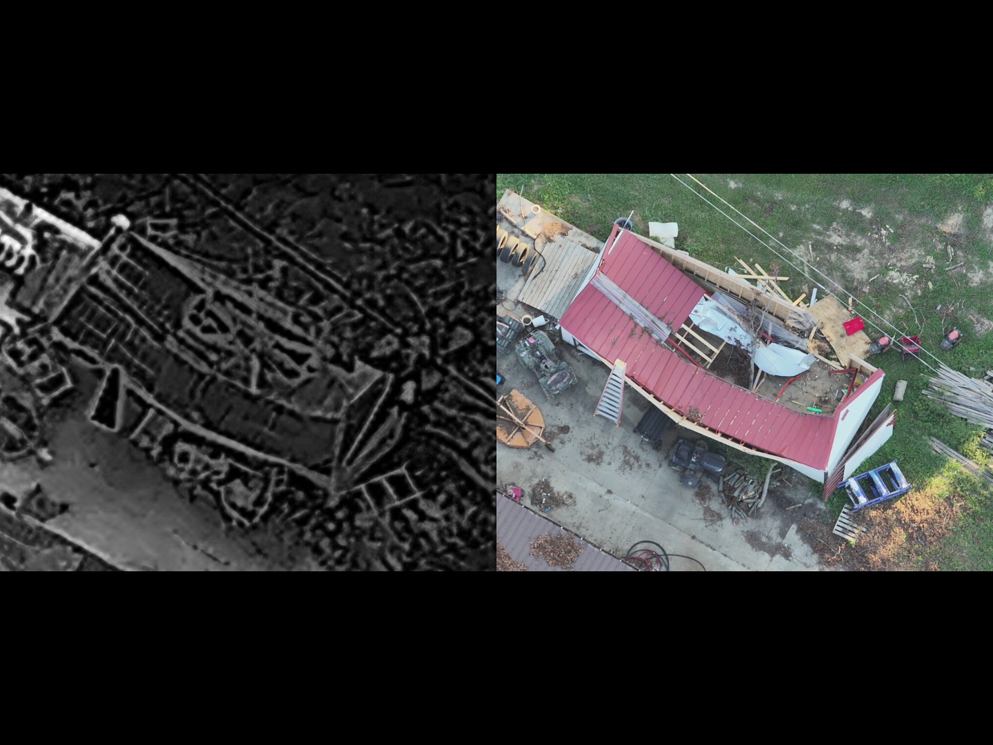 Damaged structure thermal and visual